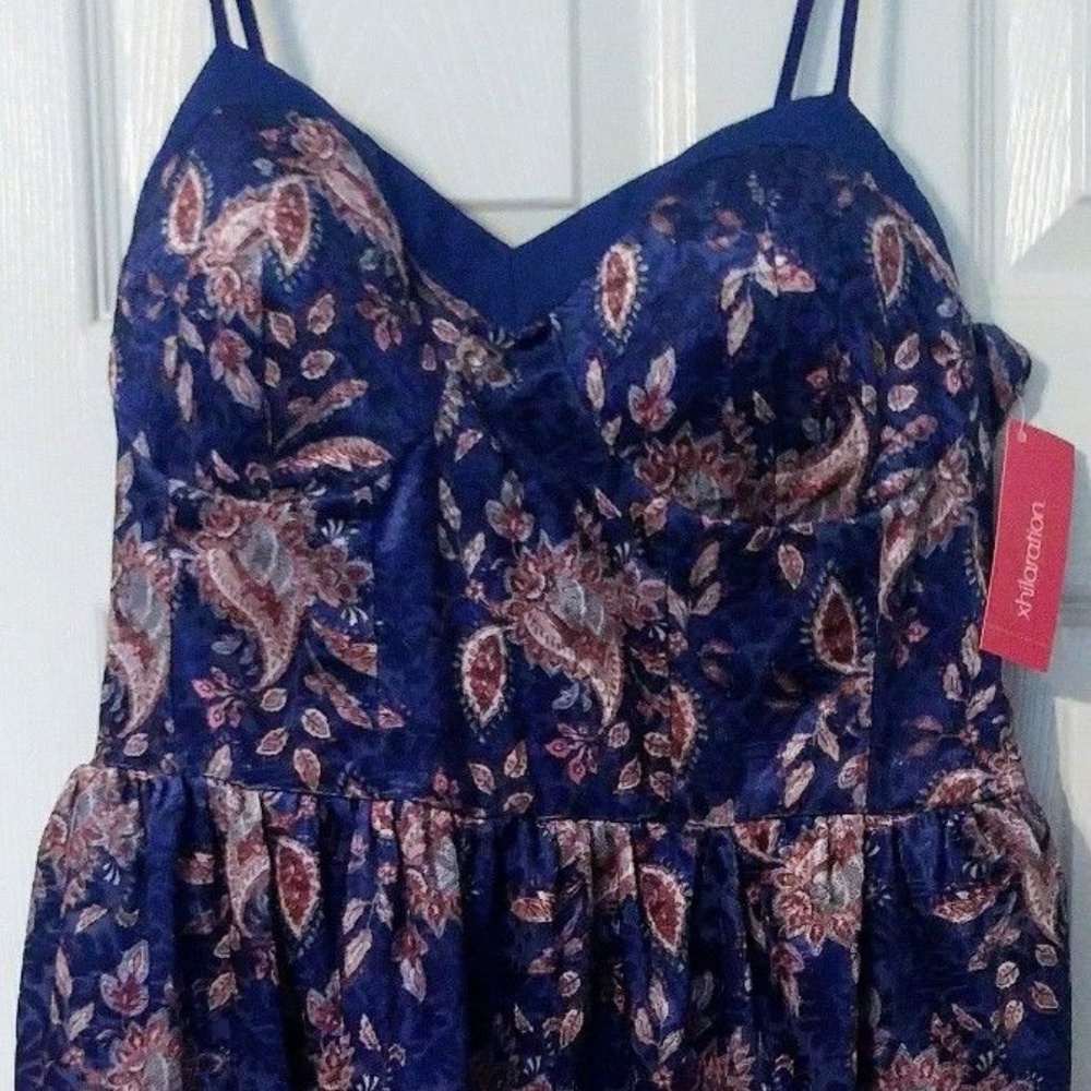 NWT XHILARATION ROYAL BLUE VELVET DRESS SZ LG